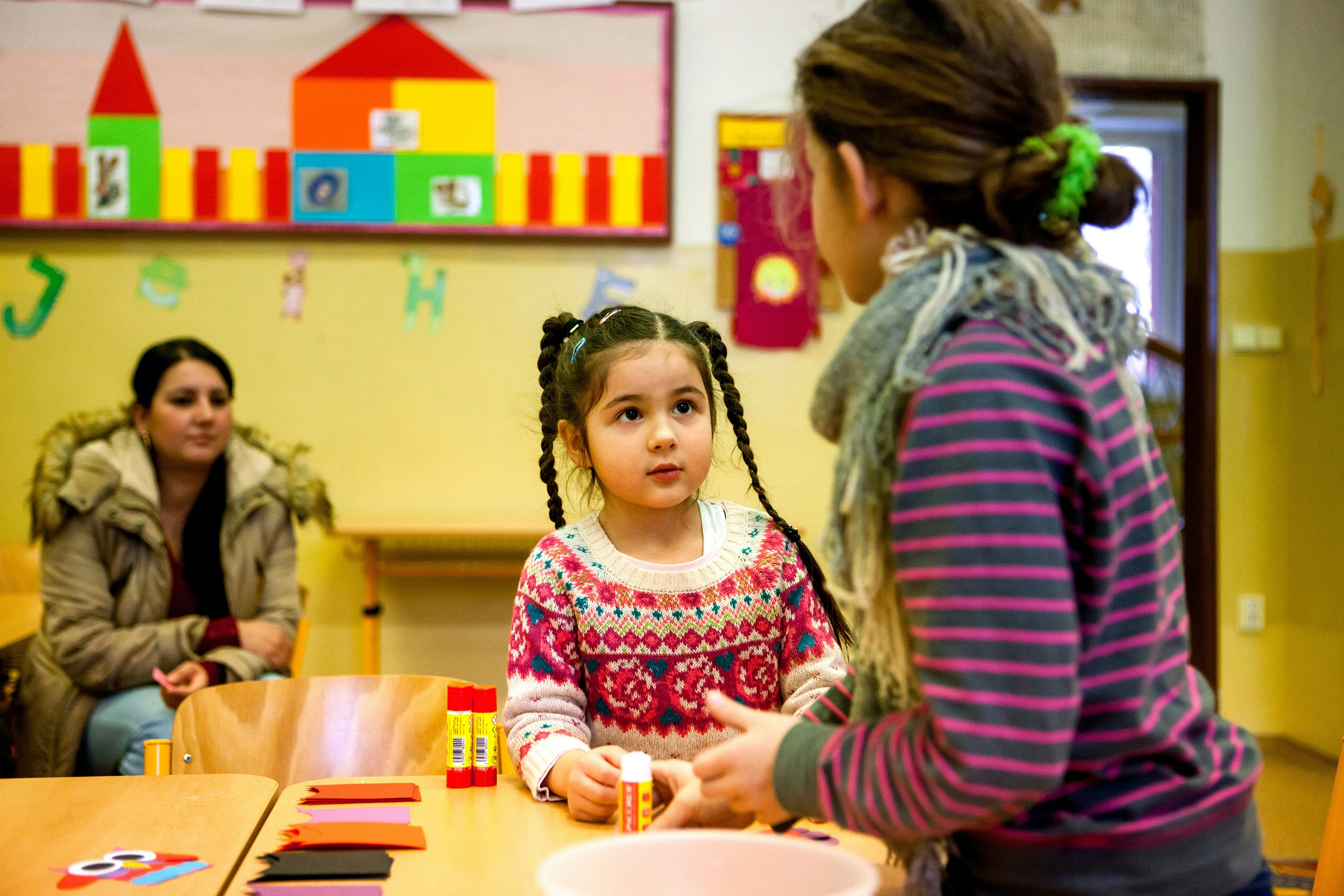 Students at a school table