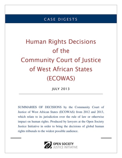 First page of PDF with filename: community-court-justice-west-african-states-digest-20130726.pdf