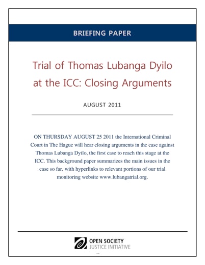 First page of PDF with filename: lubanga-briefing-20110816.pdf