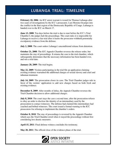 First page of PDF with filename: lubanga-timeline-20110816_0.pdf