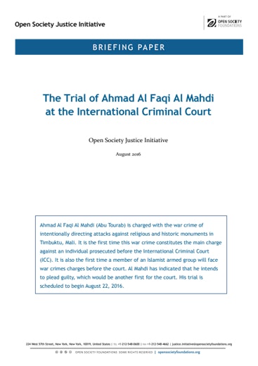 First page of PDF with filename: briefing-almahdi-icc-trial 20160819_1.pdf