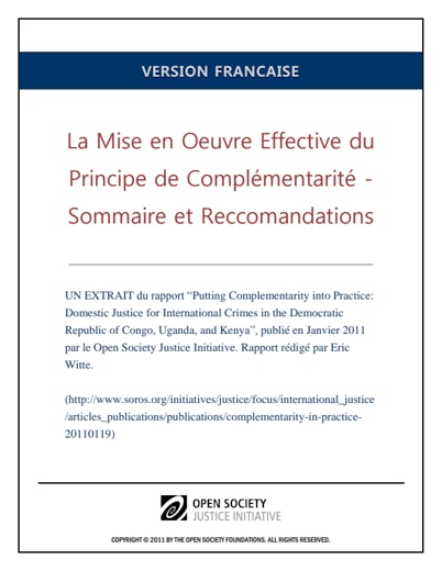 First page of PDF with filename: complementarity-summary-francais-20110728_0.pdf