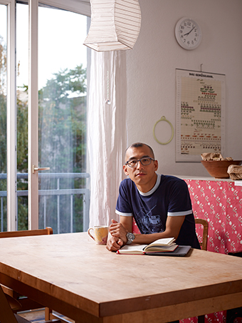 A man sitting.