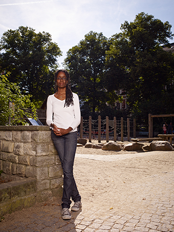 A woman standing.