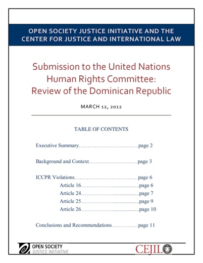 First page of PDF with filename: unhrc-review-dominican-republic-20120215.pdf
