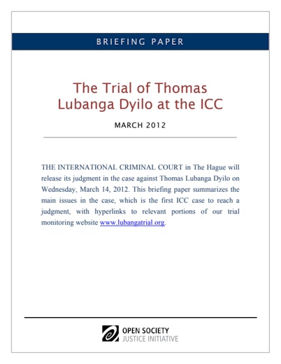 First page of PDF with filename: lubanga-briefing-20120314.pdf