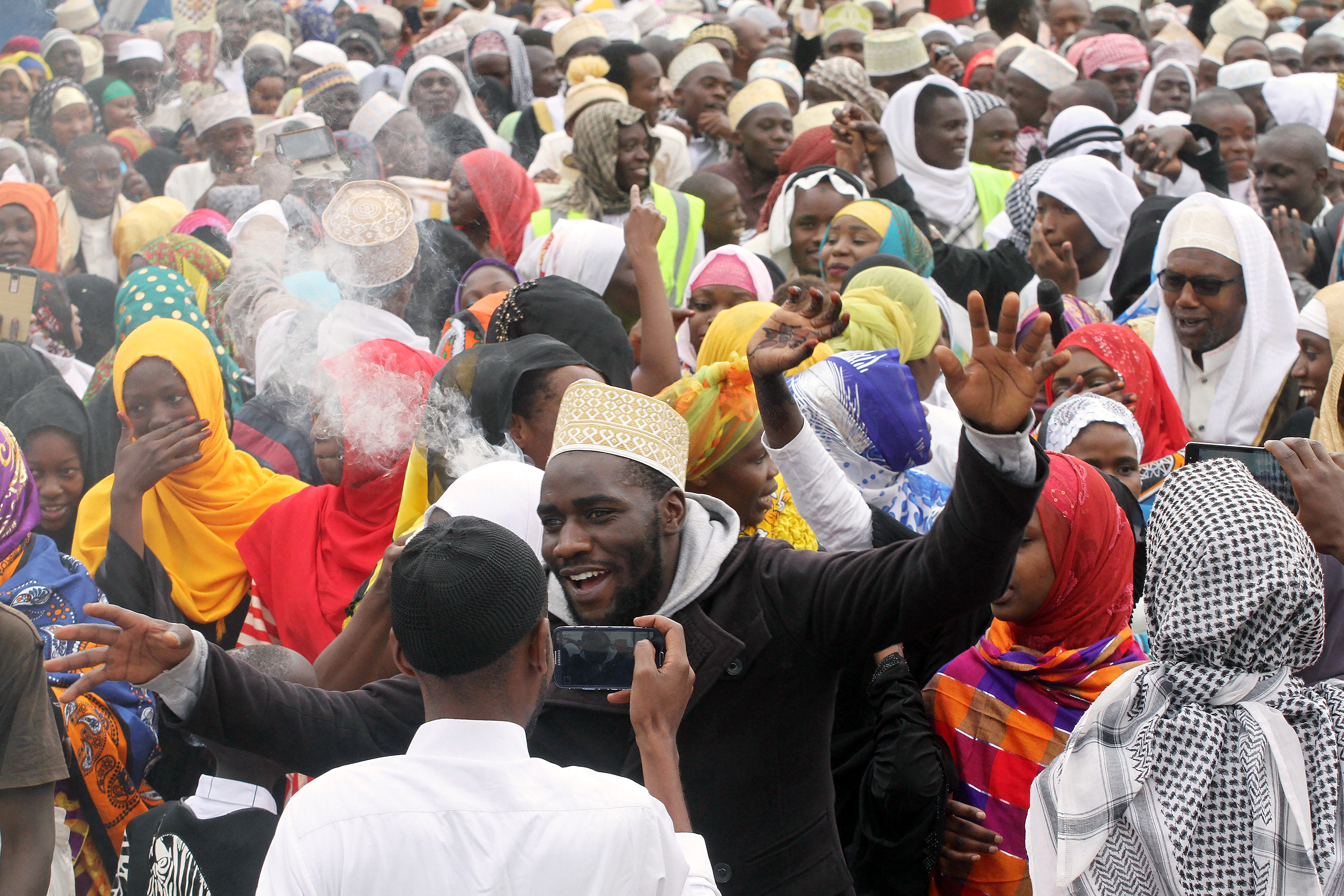 People celebrating outdoors