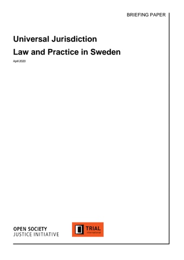 First page of PDF with filename: universal-jurisdiction-law-and-practice-sweden.pdf