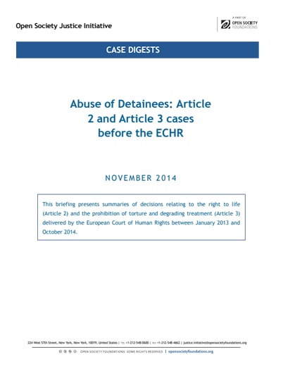 First page of PDF with filename: briefing-ECHR-art 2-3-cases-20150505.pdf
