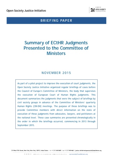 First page of PDF with filename: briefing-summary-echr-judgment-com-20151120.pdf