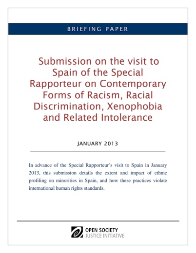First page of PDF with filename: submission-spain-ethnic-profiling-20130128_0.pdf