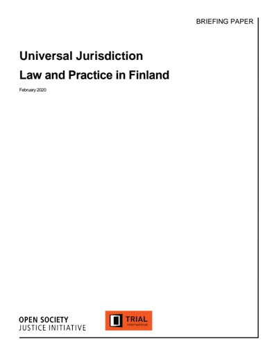 First page of PDF with filename: universal-jurisdiction-law-and-practice-finland.pdf