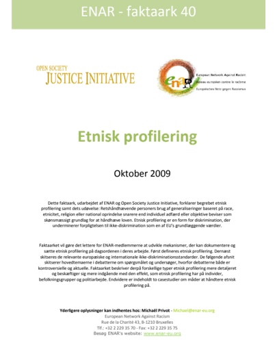 First page of PDF with filename: Factsheet-ethnic-profiling-20091001-DAN_0.pdf