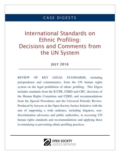 First page of PDF with filename: Digests-Ethnic Profiling-UN system revised-07.26.16_0.pdf
