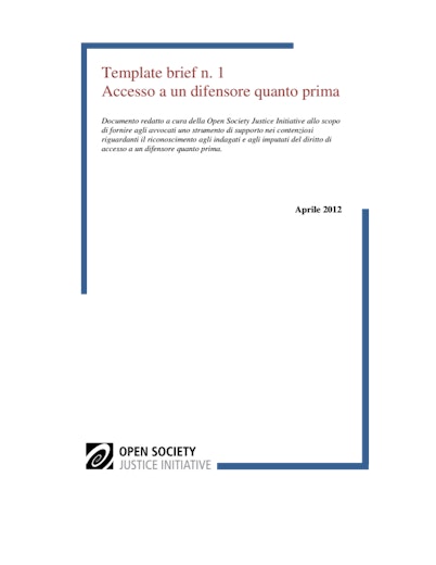 First page of PDF with filename: template-brief-accesso-a-un-difensore-quanto-prima-20120618.pdf