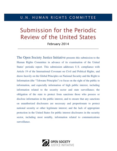 First page of PDF with filename: Submission to UNHRC Re US Feb 2014 - final.pdf
