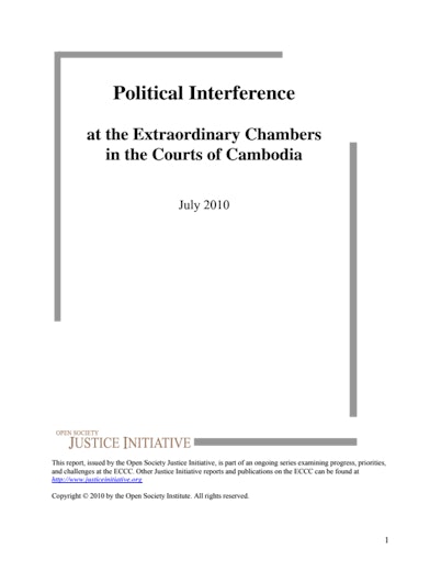 First page of PDF with filename: political-interference-courts-cambodia-20100706.pdf