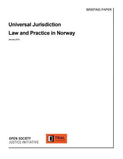 First page of PDF with filename: universal-jurisdiction-law-and-practice-norway.pdf