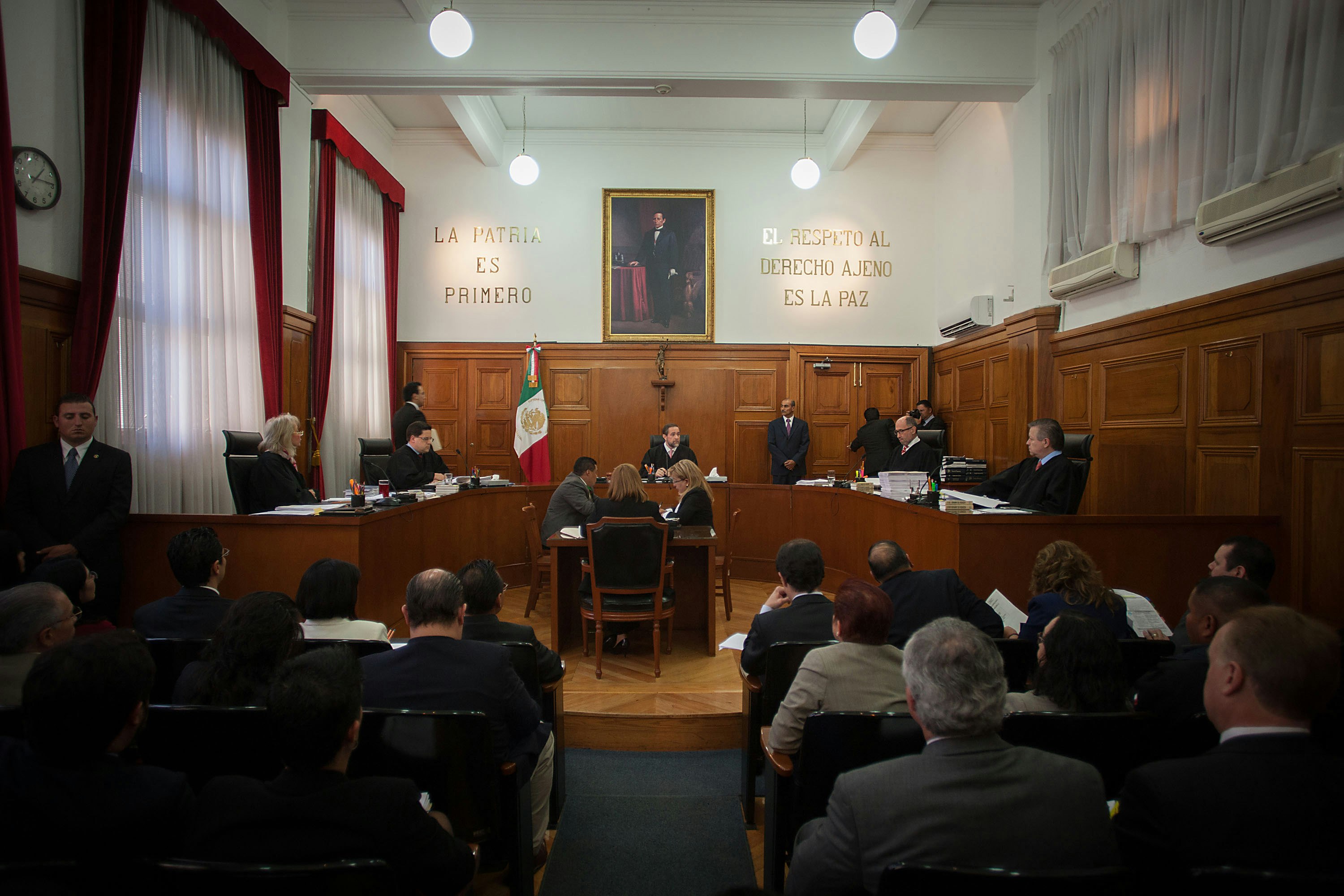 Judges in a courtroom.