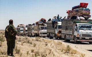 People are released from camp in northeastern Syria.