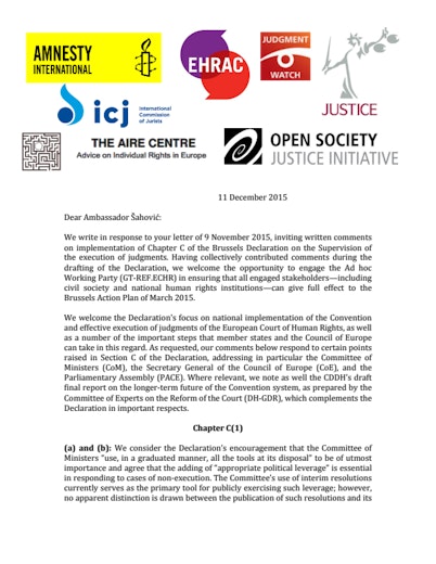 First page of PDF with filename: joint-letter-brussels-declaration-20151211.pdf