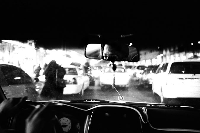 Man driving car