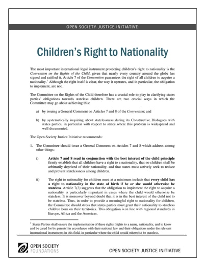 First page of PDF with filename: children-right-nationality-20110202.pdf
