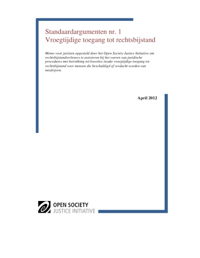First page of PDF with filename: standaardargumenten-vroegtijdige-toegang-tot-rechtsbijstand-20120531.pdf