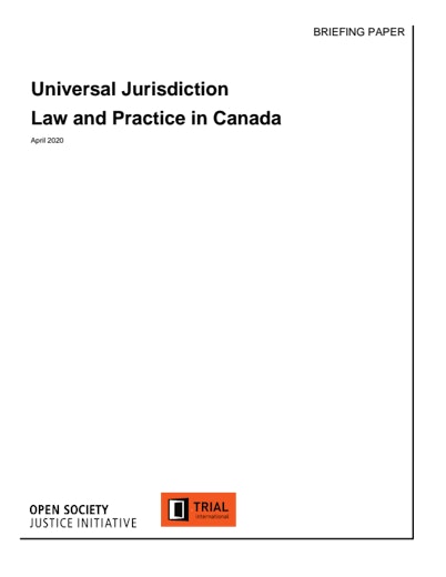 First page of PDF with filename: universal-jurisdiction-law-and-practice-canada.pdf