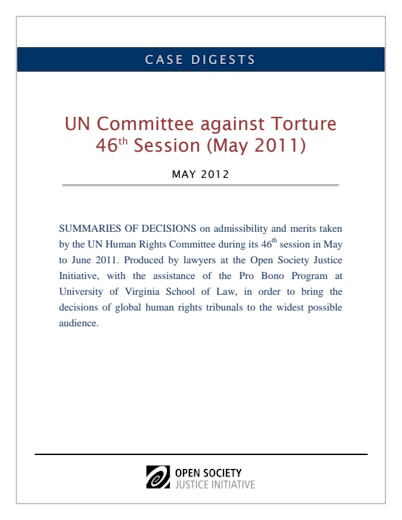 First page of PDF with filename: committee-against-torture-digest- 46-session-20120515.pdf