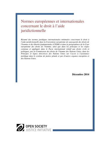 First page of PDF with filename: Normes européennes et internationales concernant le droit à l’aide juridictionnelle_OSJI_French_1.pdf