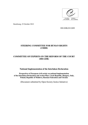 First page of PDF with filename: echr-reform-implementation-10232012.pdf