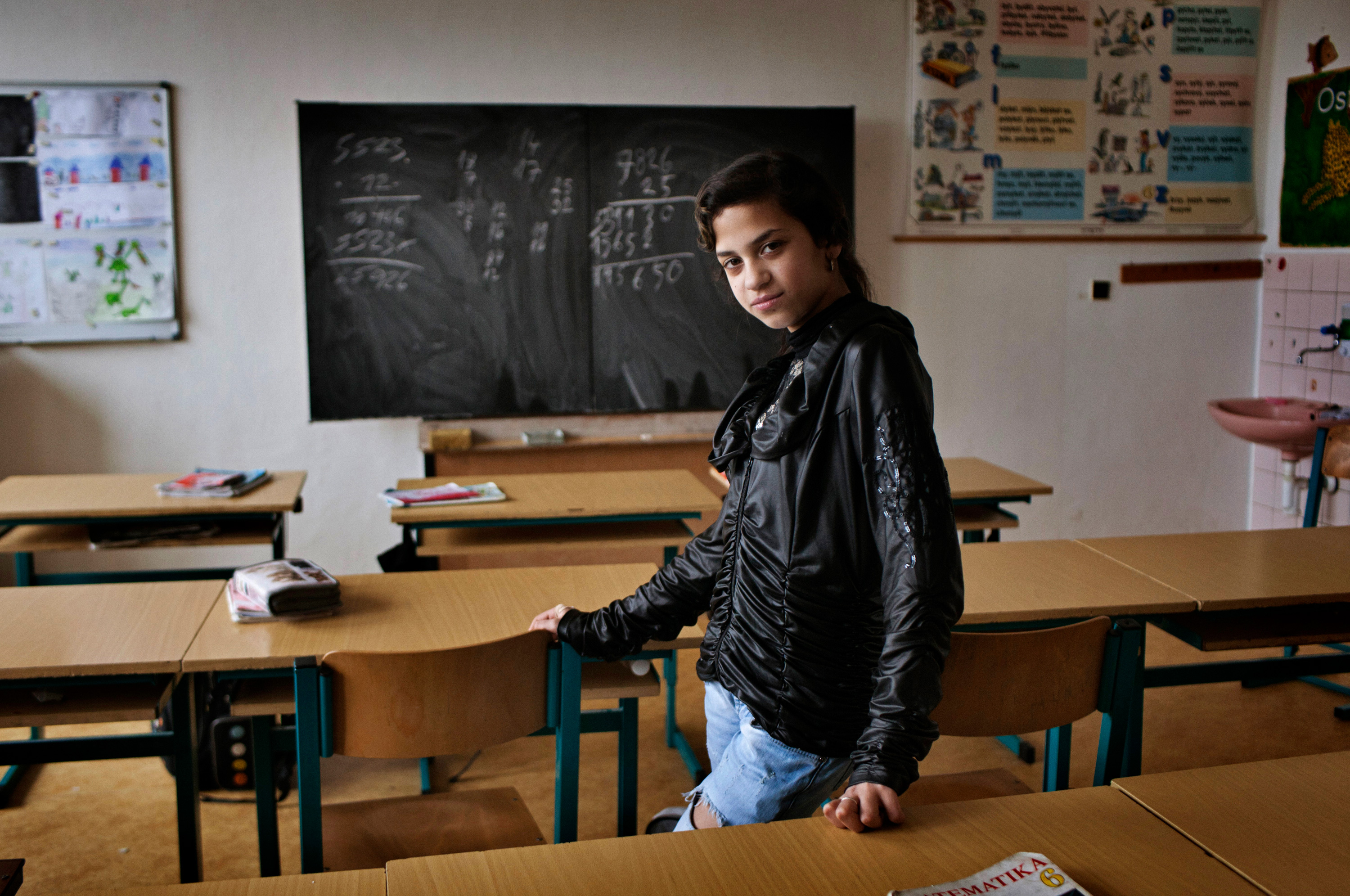 A student in a classroom