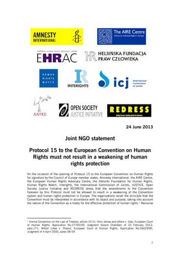 First page of PDF with filename: echr-protocol15-joint-statement-06272013.pdf