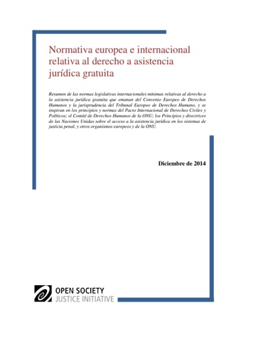 First page of PDF with filename: Normativa europea e internacional relativa al derecho a asistencia jurídica gratuita_OSJI_Spanish_2.pdf